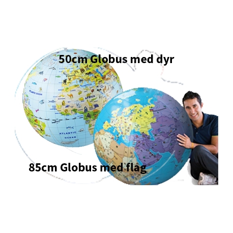 Globus udsmykket med flag og dyr