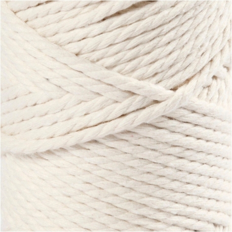 Macramé-reb, L: 55 m, diam. 4 mm, råhvid, 330 g/ 1 rl. 0