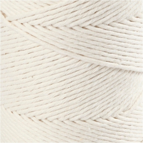 Macramé snor, L: 198 m, diam. 2 mm, råhvid, 330 g/ 1 rl. 0