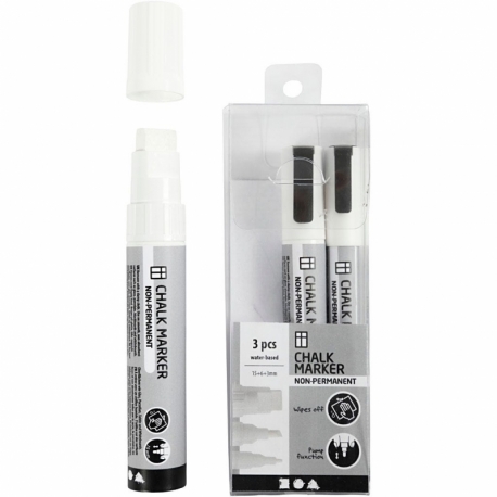 Kridttusch, streg 3+6+15 mm, hvid, 3 stk./ 1 pk. 0