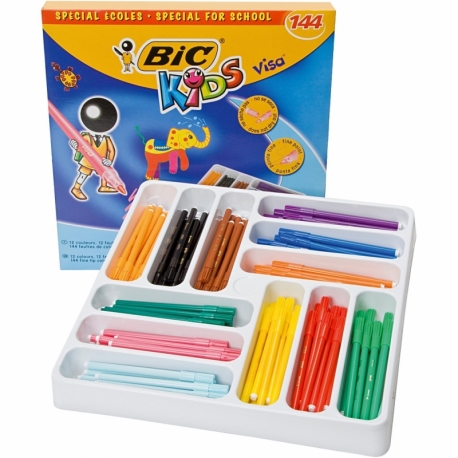 Visafin tusch, ass. farver, 144 stk./ 1 pk. 0