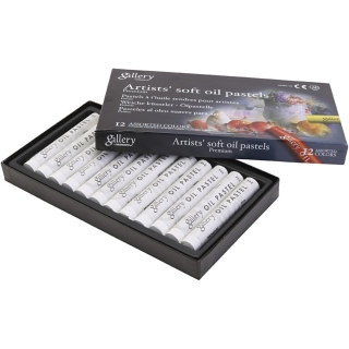 gallery oliepastelkridt, L: 7 cm, diam. 11 mm, hvid, 12 stk./ 1 pk. 0