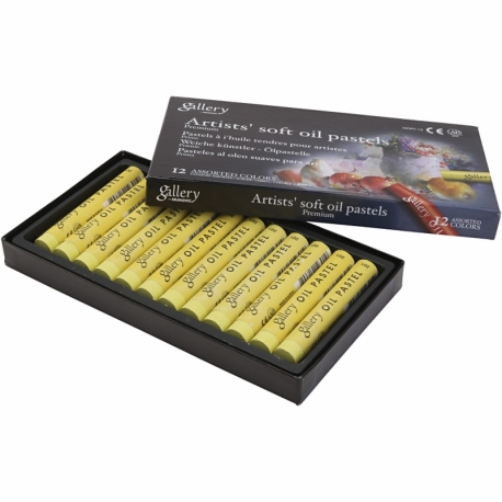 gallery oliepastelkridt, L: 7 cm, diam. 11 mm, citrongul, 12 stk./ 1 pk. 0