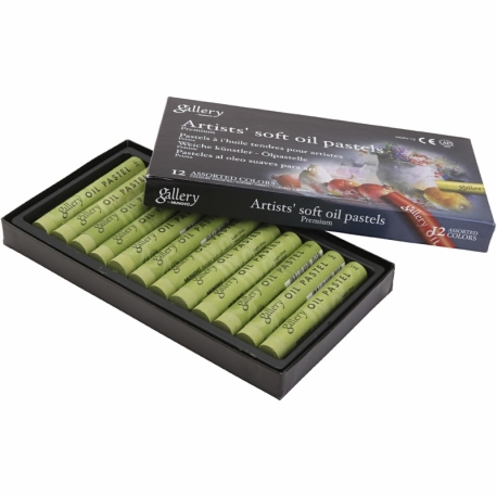 gallery oliepastelkridt, L: 7 cm, diam. 11 mm, oliven, 12 stk./ 1 pk. 0