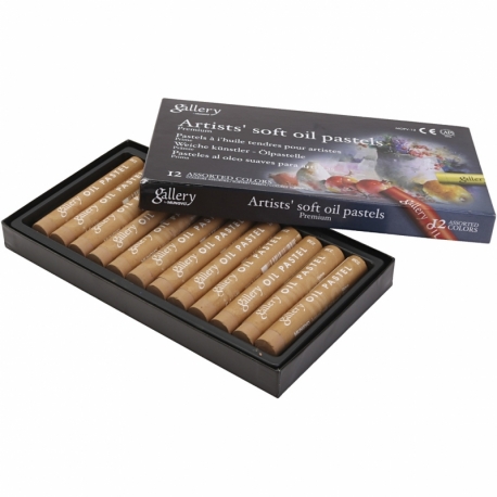 gallery oliepastelkridt, L: 7 cm, diam. 11 mm, okker, 12 stk./ 1 pk. 0