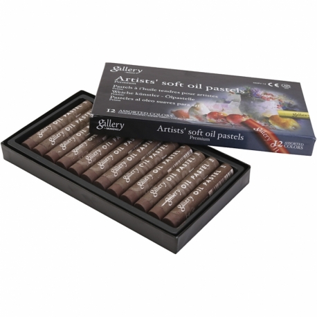 gallery oliepastelkridt, L: 7 cm, diam. 11 mm, brun, 12 stk./ 1 pk. 0