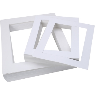 Passepartoutrammer, udstansede, A3, 500 g, hvid, 25 ark/ 1 pk. 0