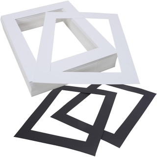 Passepartoutrammer, udstansede, A4, sort, hvid, 24 stk./ 1 pk. 0