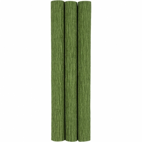 Crepepapir, 25x60 cm, Stræk/crepe: 180%, 105 g, løvgrøn, 3 ark/ 1 pk. 0