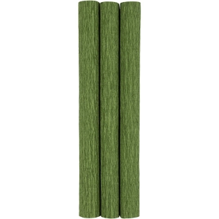 Crepepapir, 25x60 cm, Stræk/crepe: 180%, 105 g, løvgrøn, 3 ark/ 1 pk. 0