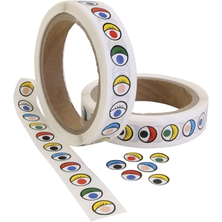 Klistermærkeøjne, diam. 13 mm, ass. farver, 2000 stk./ 1 pk. 0