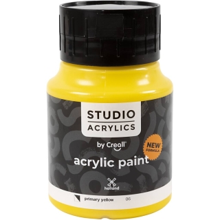 Creall Studio akrylmaling, halvdækkende, primary yellow (06), 500 ml/ 1 fl. 0