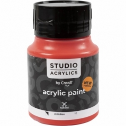 Creall Studio akrylmaling, halvdækkende, vermillion (10), 500 ml/ 1 fl. 0