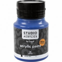 Creall Studio akrylmaling, dækkende, phtalo blue (32), 500 ml/ 1 fl. 0
