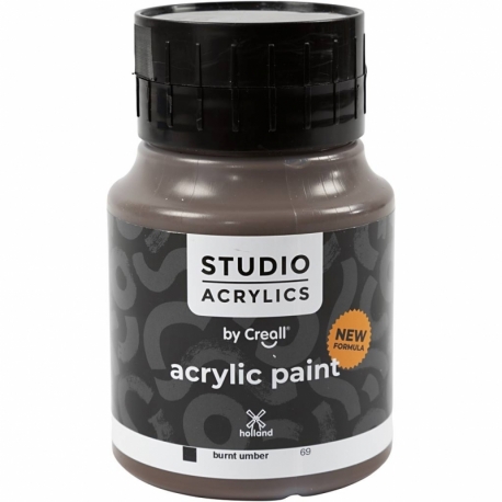 Creall Studio akrylmaling, dækkende, burnt umber (69), 500 ml/ 1 fl. 0