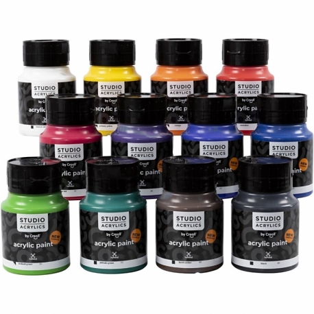 Creall Studio akrylmaling, ass. farver, 12x500 ml/ 1 pk. 0