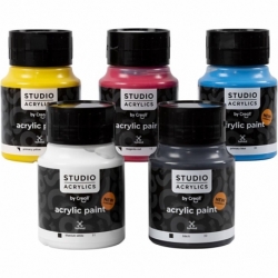 Creall Studio akrylmaling, ass. farver, 5x500 ml/ 1 pk. 0