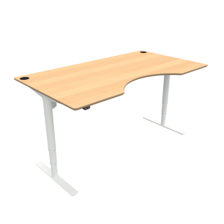 Hæve-/sænkebord | 180x100 cm | Bøg med hvidt stel