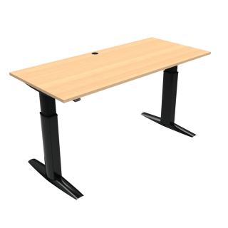 Hæve-/sænkebord | 180x80 cm | Bøg med sort stel