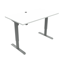 Hæve-/sænkebord | 140x80 cm | Hvid med sølv stel