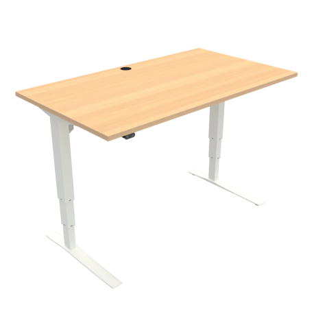 Hæve-/sænkebord | 140x80 cm | Bøg med hvidt stel
