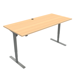 Hæve-/sænkebord | 180x80 cm | Bøg med sølv stel