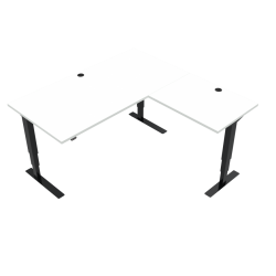 Hæve-/sænkebord | 160x160 cm | Hvid med sort stel