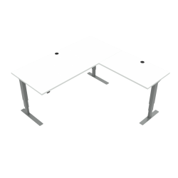 Hæve-/sænkebord | 180x180 cm | Hvid med sølv stel