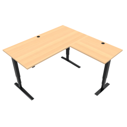 Hæve-/sænkebord | 160x160 cm | Bøg med sort stel