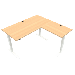 Hæve-/sænkebord | 160x160 cm | Bøg med hvidt stel