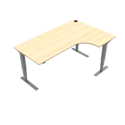 Hæve-/sænkebord | 180x120 cm | Ahorn med sølv stel