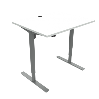 Hæve-/sænkebord | 100x80 cm | Hvid med sølv stel