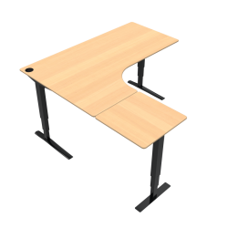 Hæve-/sænkebord | 180x180 cm | Bøg med sort stel