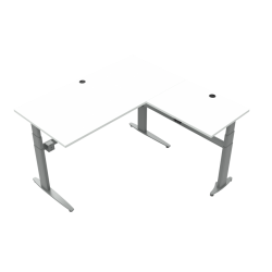 Hæve-/sænkebord | 160x160 cm | Hvid med sølv stel