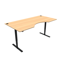 Hæve-/sænkebord | 200x100 cm | Bøg med sort stel