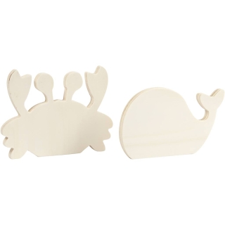 Havdyr-figurer, Krabbe og hval, H: 9,5-12 cm, B: 16 cm, tykkelse 1,2 cm, 2 stk./ 1 pk. 0