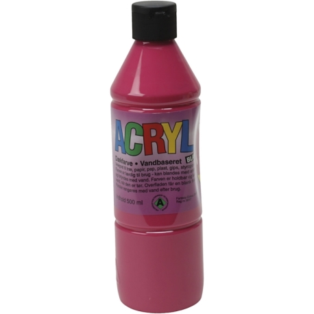 Akrylmaling, primær rød, 500 ml/ 1 fl. 0