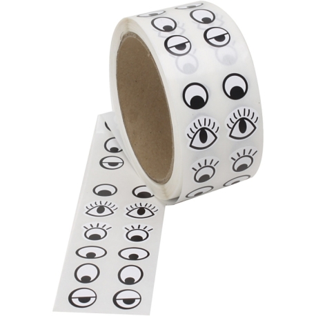 Klistermærkeøjne, sort, hvid, 2000 stk./ 1 pk. 0