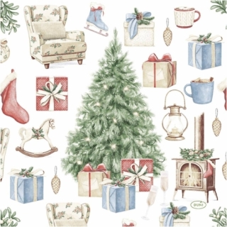 Servietter, Juletræ med gaver, str. 33x33 cm, 20 stk./ 1 pk. 0