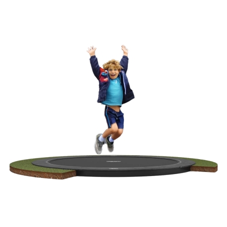 Trampolin med stålfjedre og flettet dug. Str. 110 x 110 cm. 