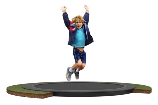 Trampolin med stålfjedre og flettet dug. Str. 110 x 110 cm. 