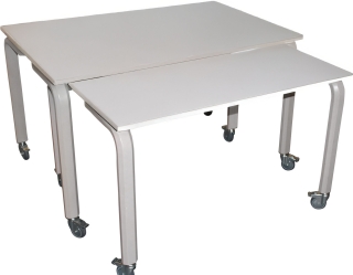 Indskudsbord sæt 1200x800 + 1000x800 med hjul, Laminat på bordplade