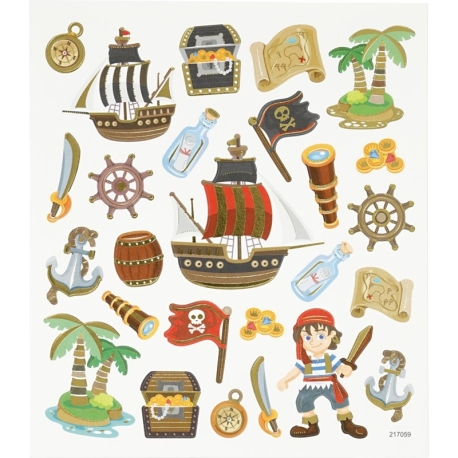 Stickers, pirater, ark 15x16,5 cm, 1 ark 0
