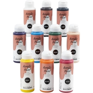 Akrylmaling Blank, ass. farver, 10x120 ml/ 1 pk. 0