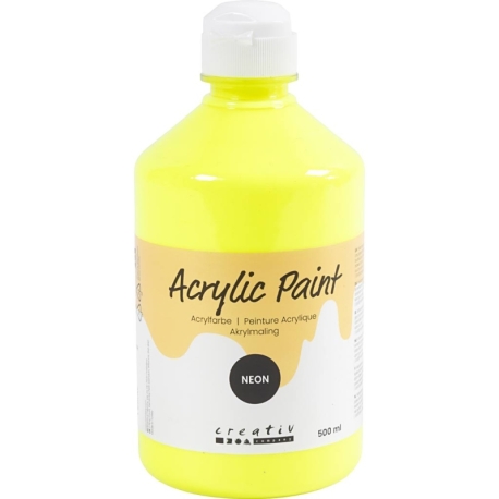 Akrylmaling Neon, neon gul, 500 ml/ 1 fl. 0