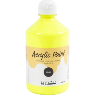 Akrylmaling Neon, neon gul, 500 ml/ 1 fl. 0