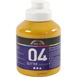 Akrylmaling Glitter, varm gul, 500 ml/ 1 fl. 0