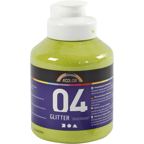 Akrylmaling Glitter, limegrøn, 500 ml/ 1 fl. 0