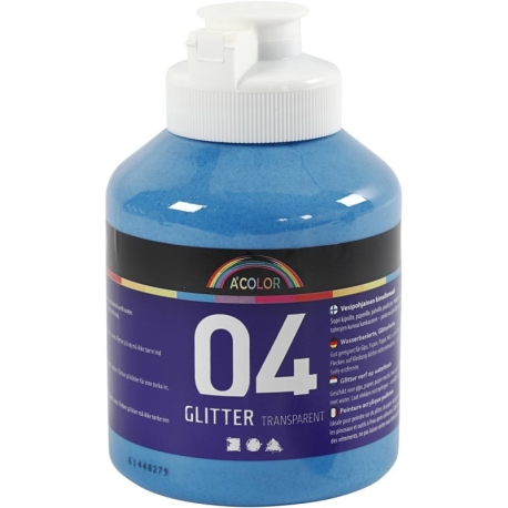 Akrylmaling Glitter, blå, 500 ml/ 1 fl. 0